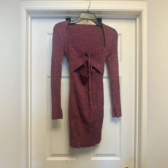 Jonathan Simkhai Womens Danika Cut Out Long Sleeve Marled Midi Dress Small B4HP - Picture 3 of 9